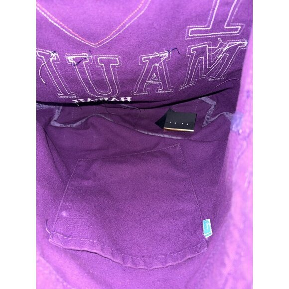 I Love Maui Hawaii Purple Canvas Tote Bag With Rope Handles & Front Pocket - Picture 4 of 6
